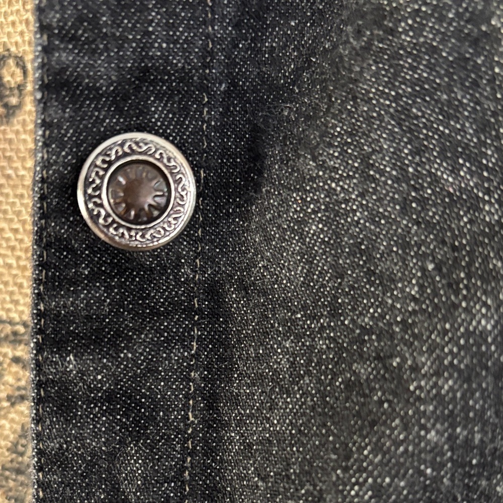 Chico's Black Denim Jacket with Brown Embroidery - Picture 6 of 7